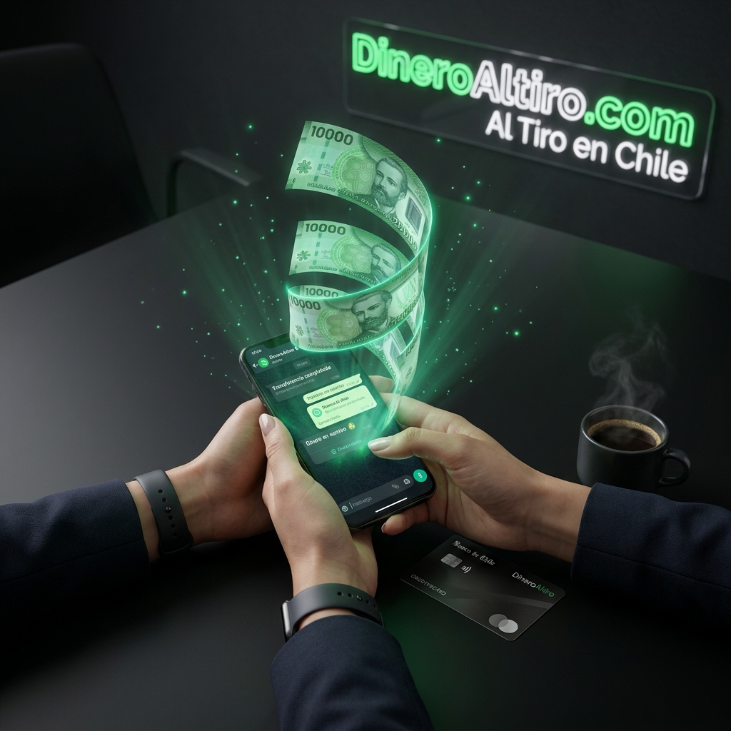 Manos sosteniendo celular con la confirmación de transferencia en pesos